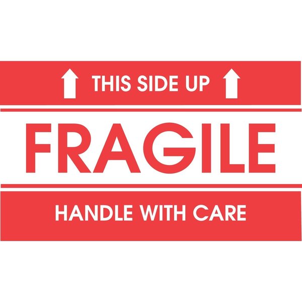 Decker Tape Products Label, DL1776, FRAGILE THIS SIDE UP HANDLE WITH CARE, 4" X 6" DL1776